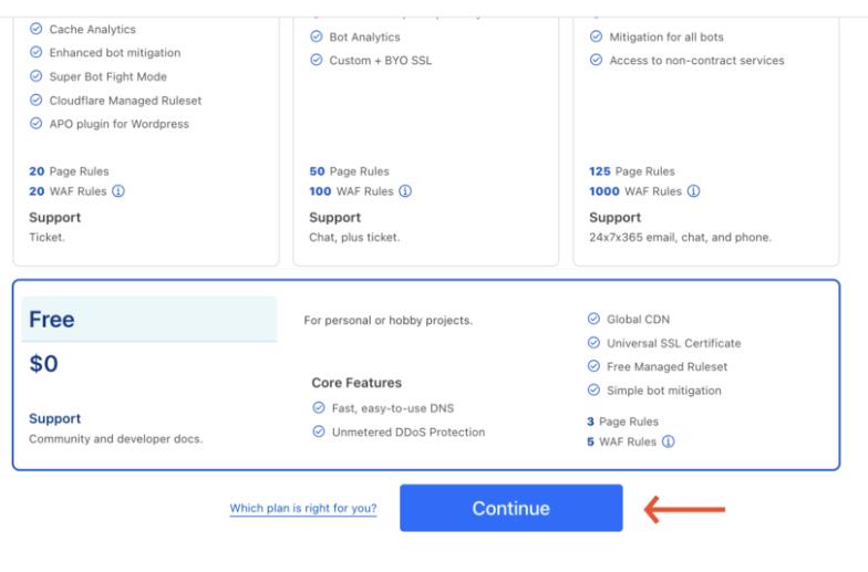 Halaman sign up cloudflare
