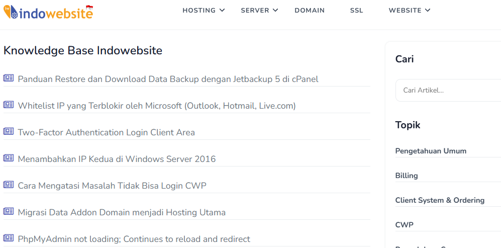 Memiliki Halaman Knowledge Base yang Cukup Lengkap