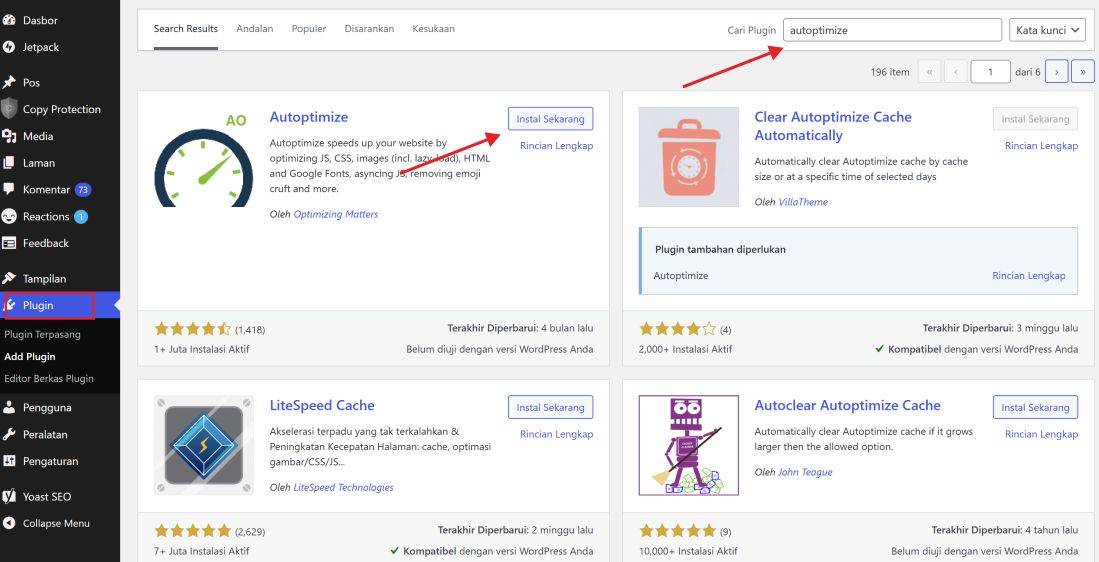 Cara Setting Plugin Autoptimize