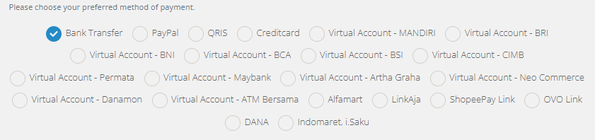 Metode pembayaran lengkap