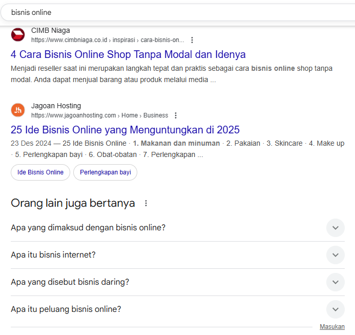 Analisis Hasil Pencarian yang Muncul