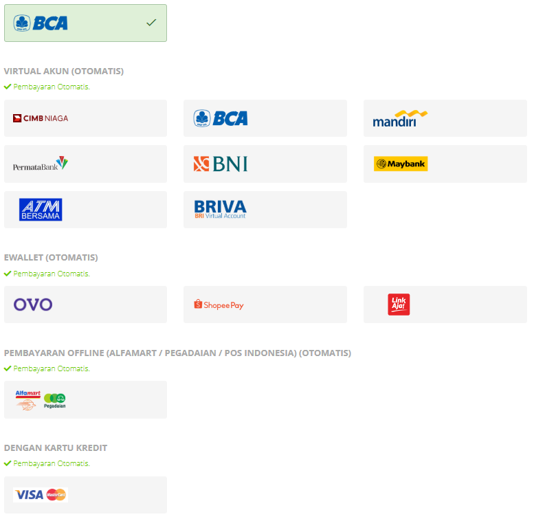 Memiliki Metode Pembayaran Yang Lengkap