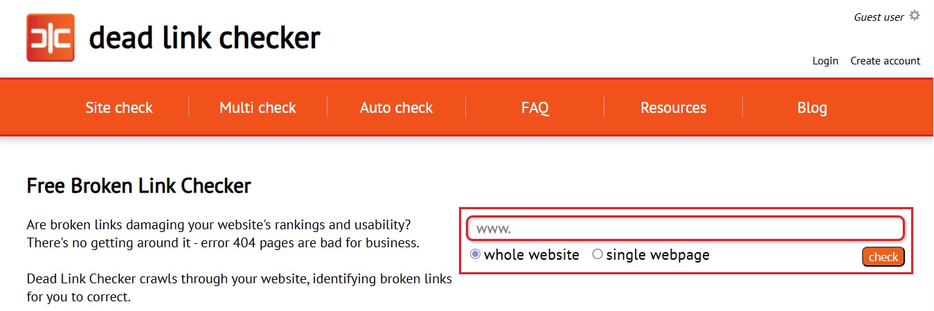 menemukan tautan rusak dengan Dead Link Checker