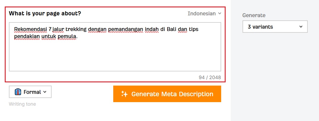 meta description dengan Ahrefs