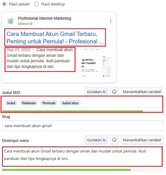 Perbaiki Meta Title dan Meta Description