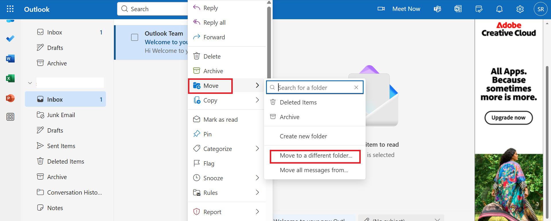 cara membuat folder email di Outlook