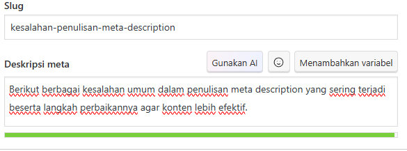 Panjang Deskripsi Melebihi Batas Ideal