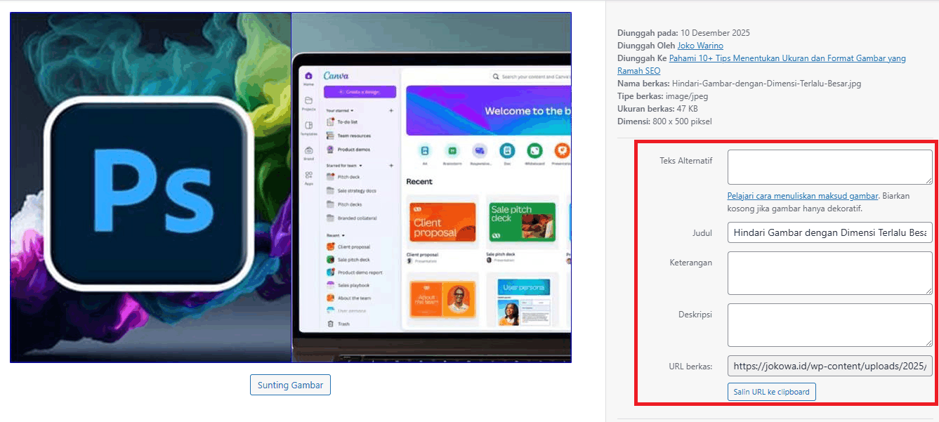 Optimalkan Atribut Alt Text Gambar
