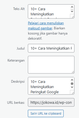 Tambahkan atribut alt pada setiap gambar
