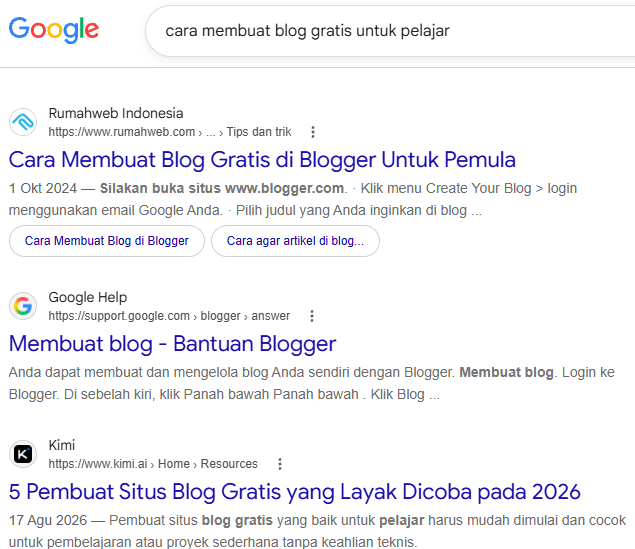 cara membuat blog gratis untuk pelajar