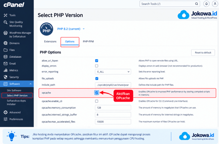 Aktifkan PHP OPcache