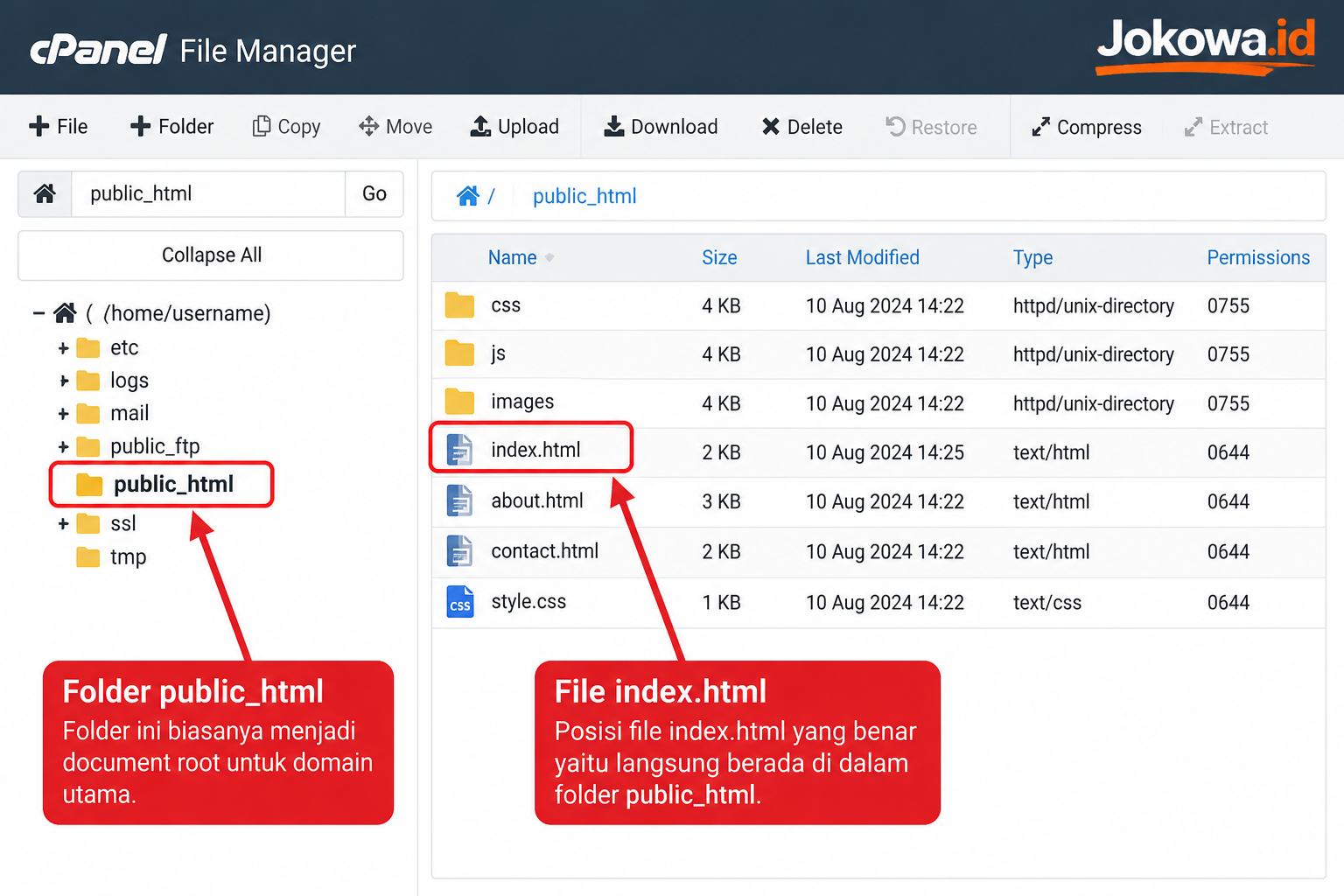 Buka Folder public_html