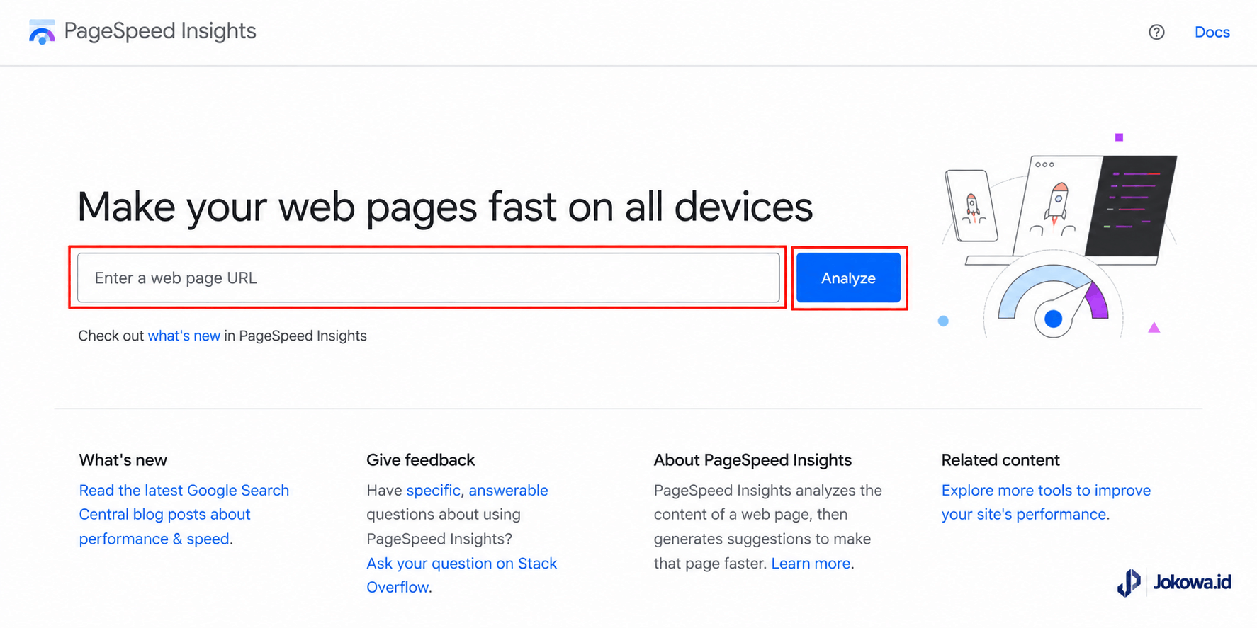Buka Google PageSpeed Insights