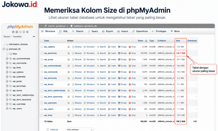 Cara Mengetahui Tabel Database yang Paling Besar