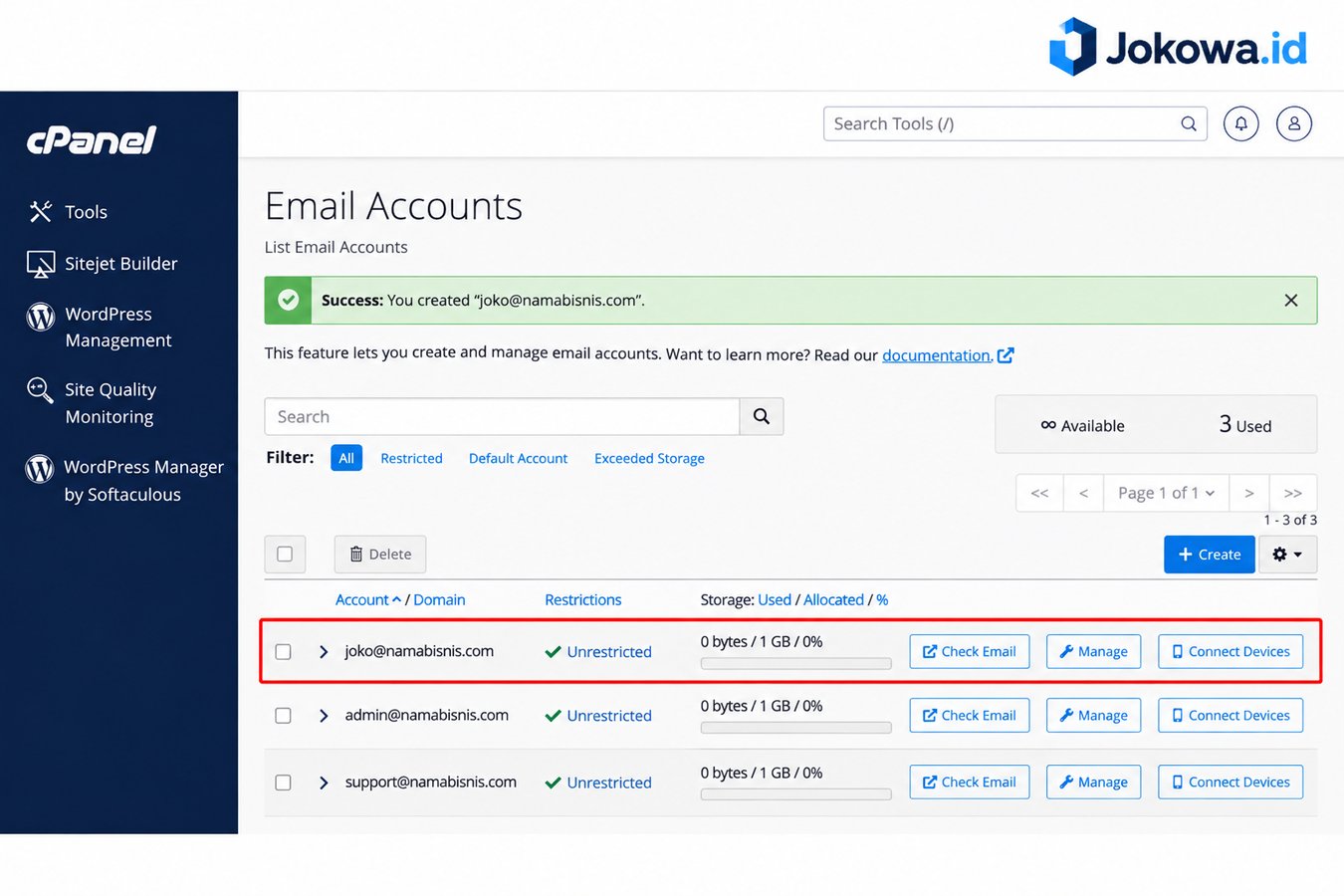 Cek Akun Email yang Sudah Dibuat