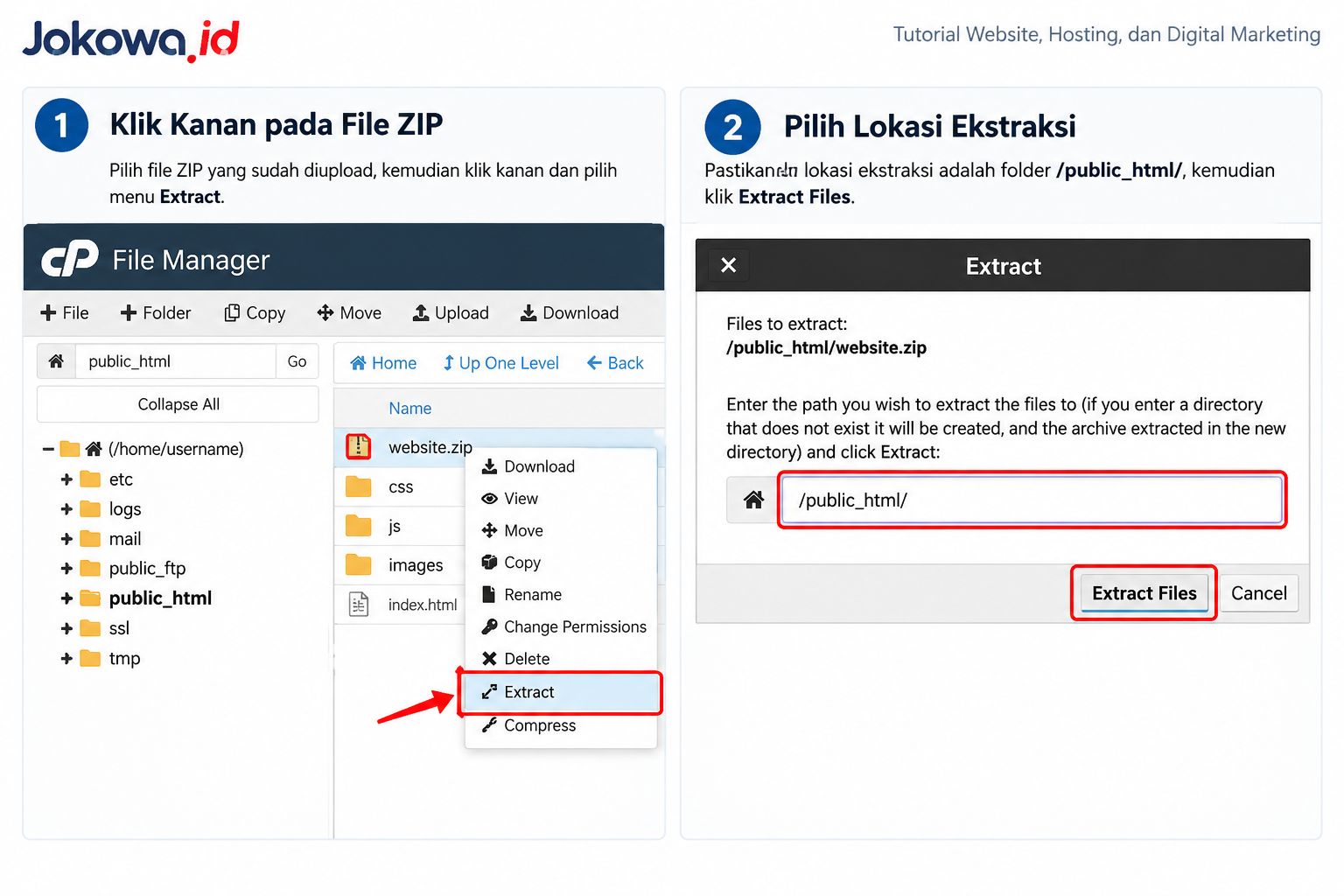 Extract File ZIP di Hosting