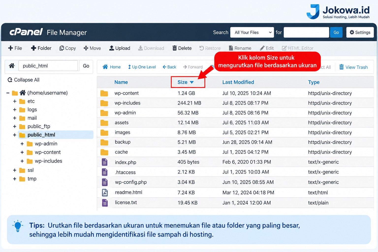 Gunakan File Manager Hosting