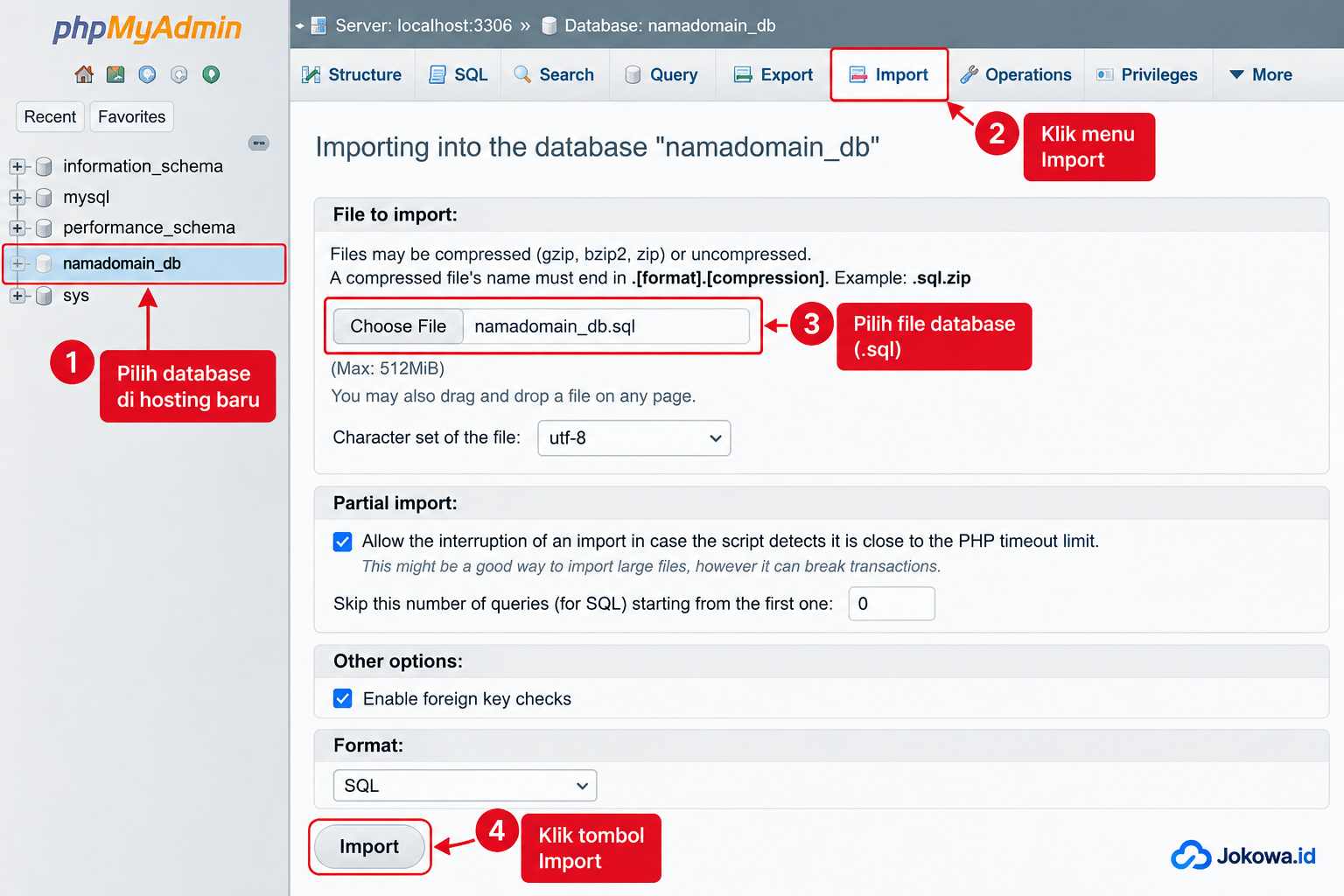 Import Database ke Hosting Baru
