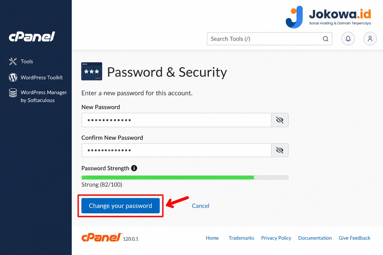 Klik Change Your Password