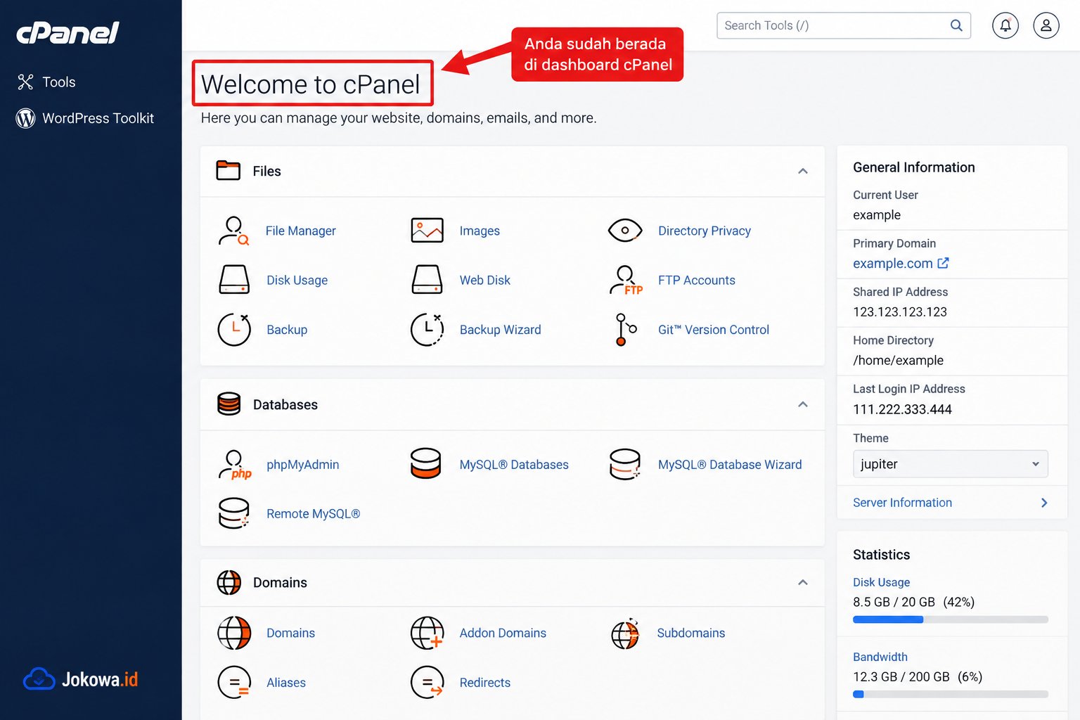 Login ke cPanel
