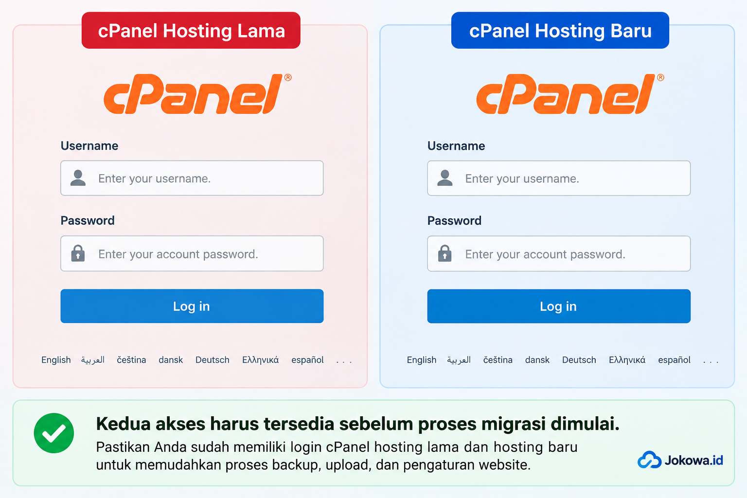 Siapkan Akses Hosting Lama dan Hosting Baru