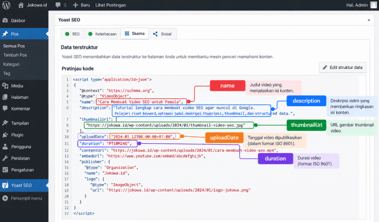 Terapkan Structured Data VideoObject
