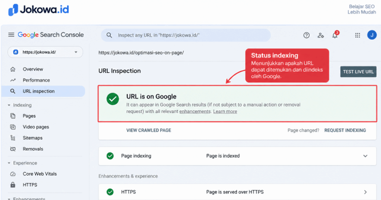 URL Inspection di Google Search Console
