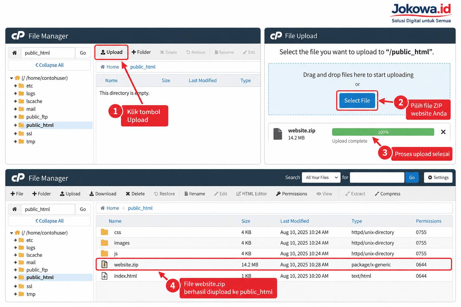 Upload File ZIP ke Hosting