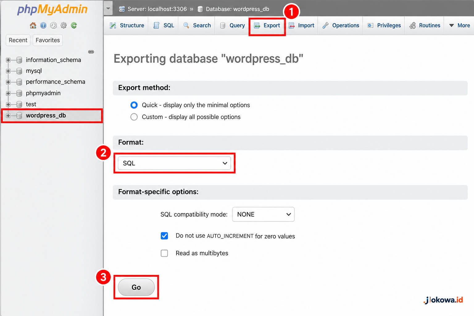 Backup database