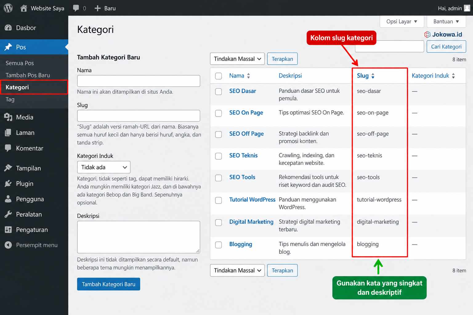 Buat URL Kategori yang Singkat dan Konsisten