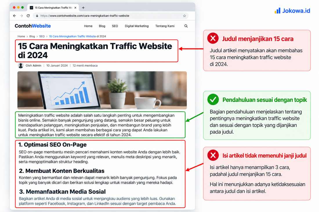 Evaluasi Kesesuaian Judul dengan Isi Artikel