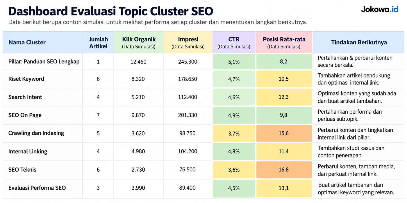 Evaluasi Performa Topic Cluster Secara Berkala