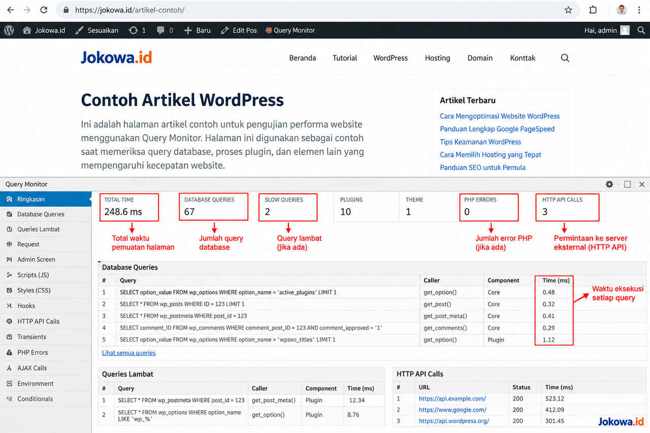 Gunakan Query Monitor untuk Menemukan Plugin Bermasalah