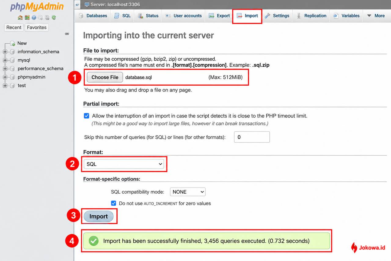 Import Database ke Hosting Baru