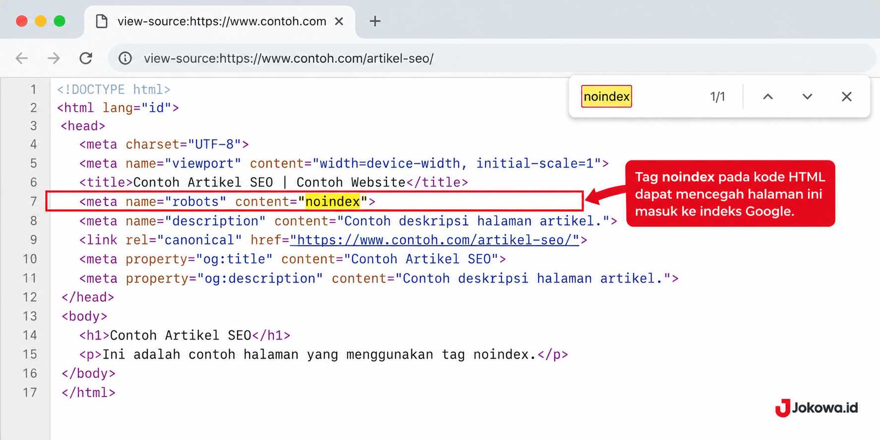 Menggunakan View Page Source