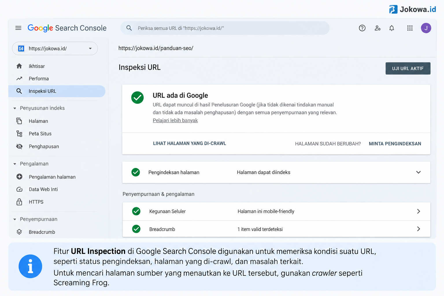 Periksa URL yang dilaporkan