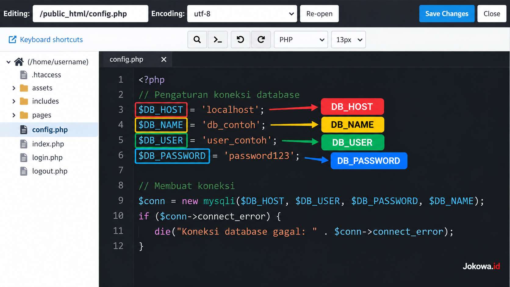 Sesuaikan Konfigurasi wp-config.php