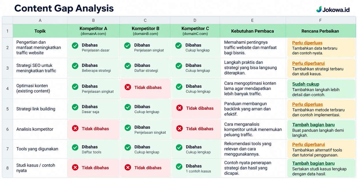 Temukan Content Gap dari Artikel Kompetitor